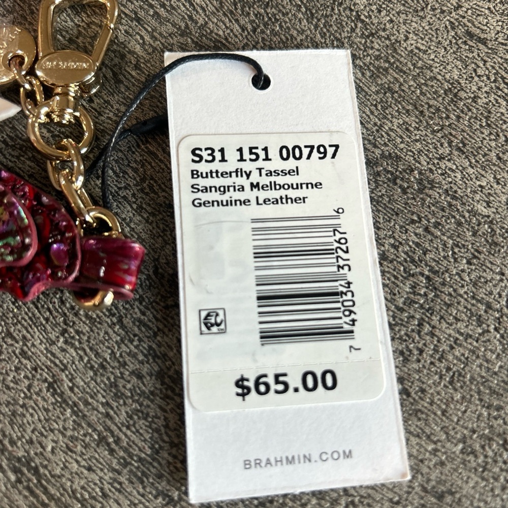 BRAHMIN Sangria Melbourne Butterfly Keyfob Tassel Purse Charm NWT  🦋 - Picture 4 of 6